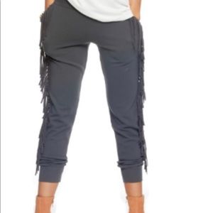NWT Black Kittenish Fringe Joggers Small
